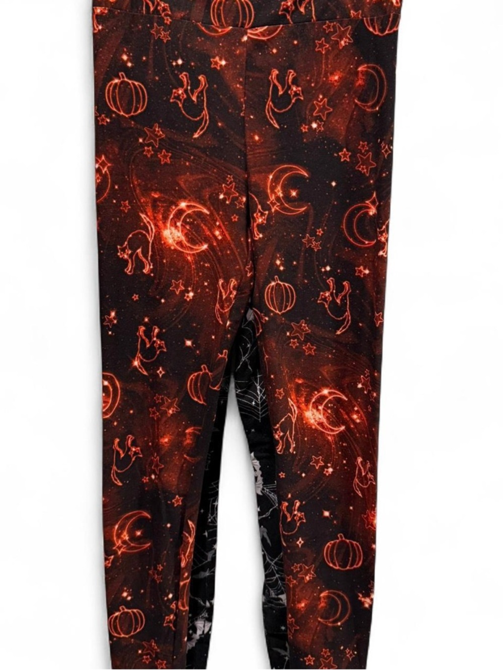 No Boundaries Black & Orange Halloween Motif Leggings
